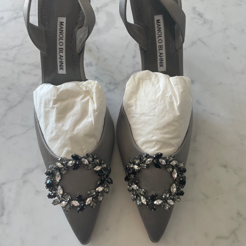 Manolo Blahnik Leona Embelished Slingbacks